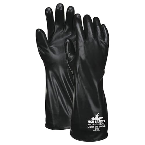 MCR Safety CP7XL Butyl Rubber Gloves, 7 Mil Smooth Finish, Gauntlet Rolled Cuff, 14" Length, X-Large, 1-Pair