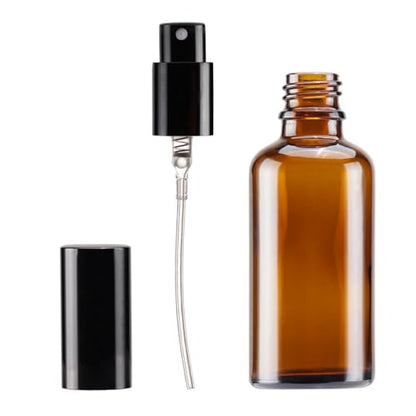YIZHAO Amber Glass Spray Bottles 2oz, with Small Fine Mist Spray, Metal Cap, Refillable for Essential Oil,Travel,Cleaning,Perfume,Aromatherapy,Makeup – 12 Pcs - color: Amber, size: 50ml-12