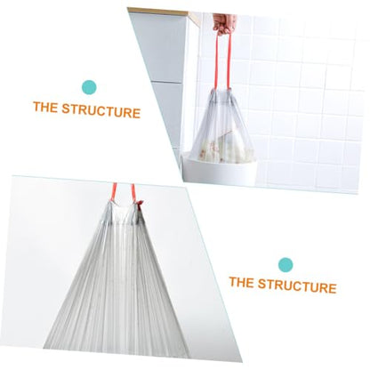 5 Rolls Thickened Drawstring Garbage Bags Disposable Rubbish Pouches Strong Trash Storage Bags for Kitchen Bathroom Home Use Random Color