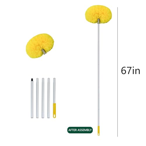 Microfibre Duster for High Ceilings, Ceiling Fan Duster, Extendable Duster with 67 Inches Extension Pole, Detachable, Washable Lightweight Duster, for Ceiling Fan, Webs, Blinds