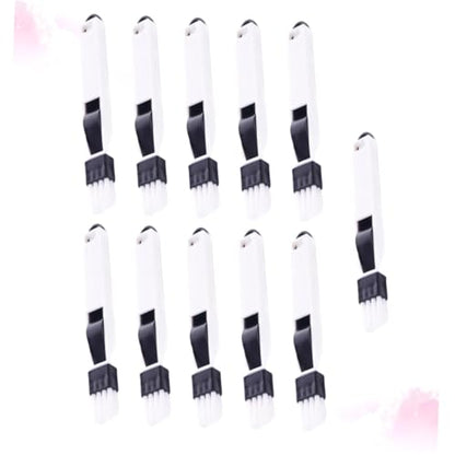 Yardwe 11pcs Window Door Track Cleaning Brush Set with Dustpan, Detachable Keyboard Dustpan Brush, Multipurpose Crevice and Groove Cleaner for Household and Office Use, Black