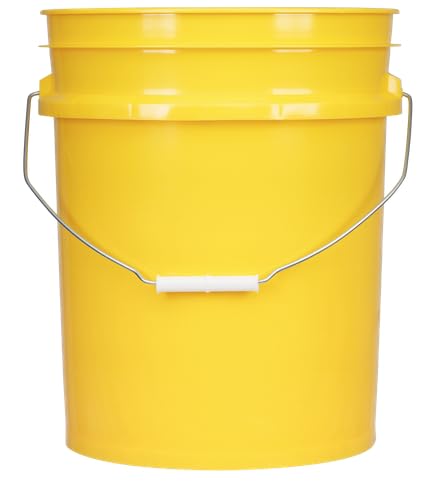 House Naturals 5 Gallon Food Grade Plastic Bucket with Air Tight Screw on Lid Made in USA Container (Yellow Bucket with White Lid) - color: Yellow Bucket With White Lid