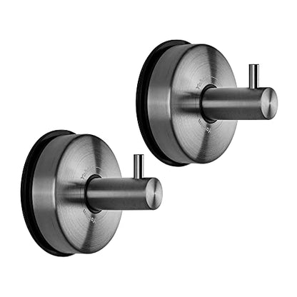 YOHOM Suction Cup Hooks - Black Stainless Steel Window and Shower Towel Hooks - Holds 2 Pcs - color: 2 Black