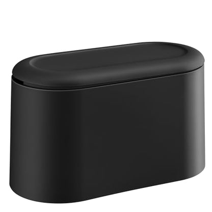SUBEKYU 0.5 Gal Mini Countertop Trash Can with Lid for Desktop, Small Garbage Can for Office, Tiny Wastebasket, Plastic,Black - color: Black with lid