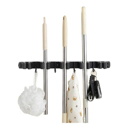 Compatible，Wall Mount Mop Storage Rack Over The Door Broom Holder Hooks Stainless Steel Kitchen Bathroom Tool Organizer Accessorie