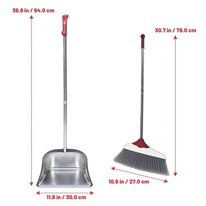 Healifty 1set Broom and Dustpan Handle for Easy Cleaning Home Office and Kitchen Soft Bristles for Efficient Dust Collection and Versatile Use - color: Color15