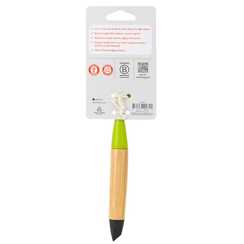 Full Circle Micro Manager, Deep Cleaning Brush for Crevices, Shower, & Grout, Tough Bristles, Sustainable Bamboo Handle, Green - color: Green, size: 1 Pack