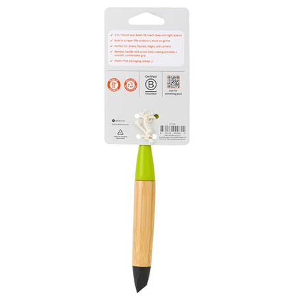 Full Circle Micro Manager, Deep Cleaning Brush for Crevices, Shower, & Grout, Tough Bristles, Sustainable Bamboo Handle, Green - color: Green, size: 1 Pack
