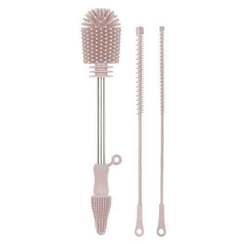 Haakaa Silicone Cleaning Brush Kit – Household Cleaning Brushes for Bottles and Crevices – Food-Grade Silicone: Dishwasher Safe (Kit-Blush) - color: Kit-blush
