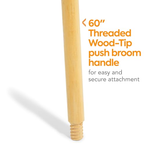 COASTWIDE Professional 60" Wood Push Broom Handle, Threaded Wood Tip - style: Wood Tip