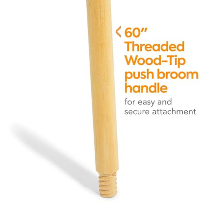 COASTWIDE Professional 60" Wood Push Broom Handle, Threaded Wood Tip - style: Wood Tip