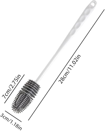 [Long-Handled Brush for Cleaning] Versatile Long-Handled Silicone Brush for Cups & Bottles - Reusable, Ideal for Kitchen, Bathroom, Car Cleaning, Bathroom Cleaning Tools（White） - color: White