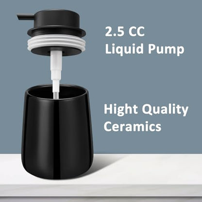 Soap Dispenser Ceramic with Easy-to-Press Pump Hand Lotion Liquid Dispenser for Shampoo Bathroom Kitchen 12 oz - color: Liquid-shinyblack