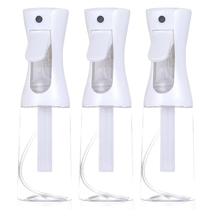 3 Pack White Continuous Spray Bottle Atomizing Mister for Hair,Plants,Cleaning,Travel Fine Mist Water Spray Bottles for Styling,Refillable Empty Spray Bottles Black&Transparent (200ml) - color: C