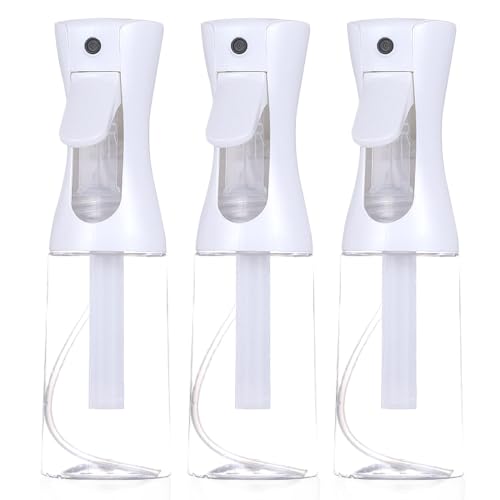 3 Pack White Continuous Spray Bottle Atomizing Mister for Hair,Plants,Cleaning,Travel Fine Mist Water Spray Bottles for Styling,Refillable Empty Spray Bottles Black&Transparent (200ml) - color: C