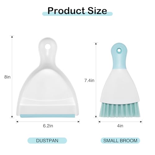 NACENA Mini Dustpan and Brush Set 2 Pack, Small Broom and Dustpan Set Dust Pan and Mini Hand Broom Dustpan and Broom Combo Compact for Home Table Keyboards Sofa Kitchen, Blue - color: Blue, size: 2 packs