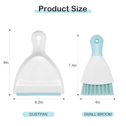 NACENA Mini Dustpan and Brush Set 2 Pack, Small Broom and Dustpan Set Dust Pan and Mini Hand Broom Dustpan and Broom Combo Compact for Home Table Keyboards Sofa Kitchen, Blue - color: Blue, size: 2 packs