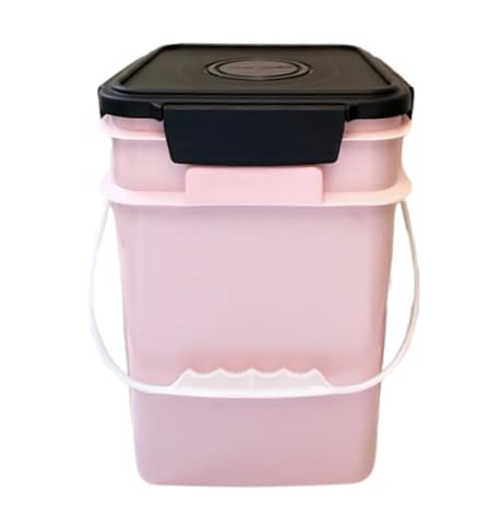 House Naturals 4 Gallon Square Food Grade Bucket Pail with Plastic Handles and Lid (Pack of 3) Made in USA containers (Pink/Magenta/Purple - Black lids) - color: Pink/Magenta/Purple - Black Lids