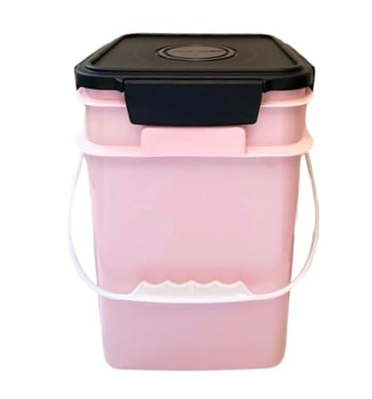 House Naturals 4 Gallon Square Food Grade Bucket Pail with Plastic Handles and Lid (Pack of 3) Made in USA containers (Pink/Magenta/Purple - Black lids) - color: Pink/Magenta/Purple - Black Lids