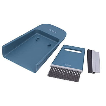Handheld Broom and Dustpan Set Small Dust Pan and Brush Set, Small Broom and Dustpan Set, Portable 3 in 1 Mini Squeegee Dustpan and Cleaning Brush Set for Office Cleaning, Desk