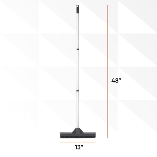 Silicone Window Washer Squeegee Broom, Per Hair Remover, Carpet Cleaning, Car Squeegee, 48" 3-Part Handle - size: Broom - 48" Handle