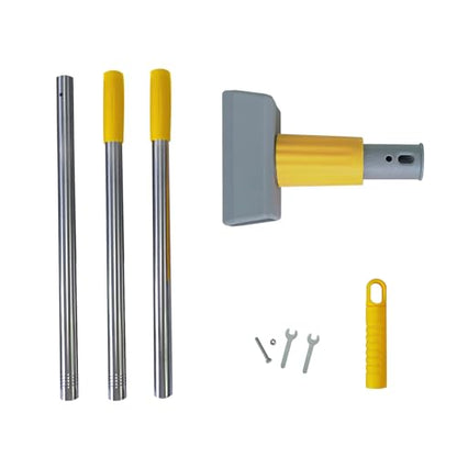 Heavy Duty Commercial Jaw Clamp Mop Handle 55.7 Inch Thickened Stainless Steel Yellow Mop Stick Industrial Grade Replacement Adjustable Mop Rod - color: Yellow, size: mop handle
