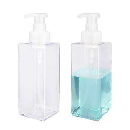 UUJOLY Foaming Soap Dispenser 650ml (22oz) Refillable Plastic Pump Bottle for Liquid Soap, Shampoo, Body Wash (2 Pcs) (Clear) - color: Clear, size: 22 oz (2 Pack)