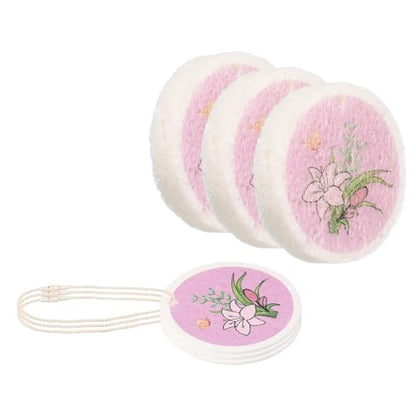 uxcell 6Pcs Cellulose Sponges, Round Kitchen Clean Sponges Non-Scratch Compressed Dish Scrubber with Floral Pattern for Kitchen Household Cookware Bathroom Cleaning & DIY, Pink - color: Pink