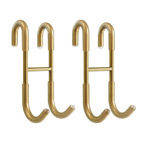 NINETREX Shower Door Hooks,Over Glass Door Hooks for Bathrooms Frameless Glass,Heavy Duty SUS 304 Stainless Steel Hook for Towels,Squeegee,Loofah,Shaver,Robe,2 Pack,Gold - color: Gold, size: 4.7Inch-2 Pack