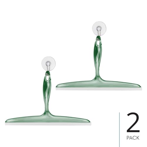 iDesign Bathroom Plastic Shower Squeegee with Wall Hook - Set of 2 - Clear/Green - color: Clear/Green, style: Pack of 2