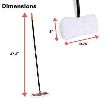 Dust Cleaning Sweeper Mopping - Orange and Grey Durable Mop Set - Lightweight - Great for Kitchen, Home, Garage and Office - Hardwood Tile Laminate Floor Cleaner - Removable Slipper