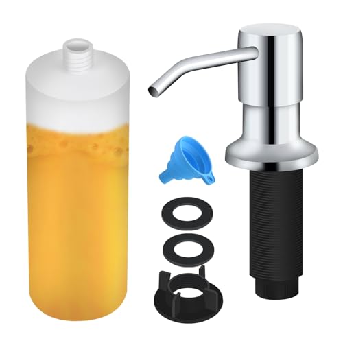 Soap Dispenser for Kitchen Sink, Built in Sink Soap Dispenser Lotion Dispenser with 17 OZ Bottle, Refill from The Top Bar Sink Soap Dispenser, Chrome - color: Chrome 01, size: Comes with 17 OZ Bottle
