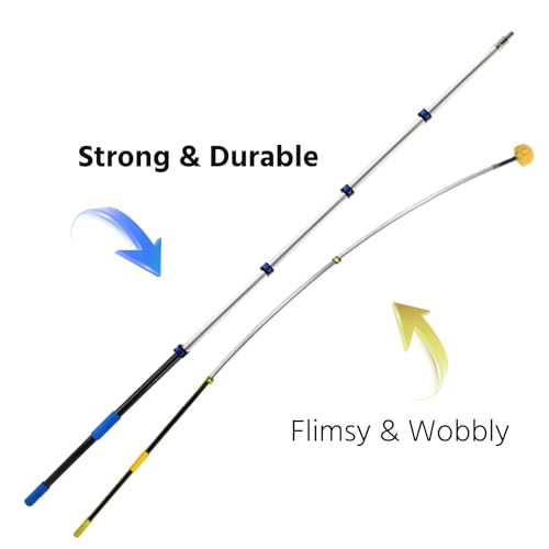 23FT High Reach Cobweb Duster with Extension Pole, Spider Web Brush with Lightweight 4-16.5 ft Telescoping Pole, Soft Bristles Webster Cobweb Duster for Outdoor Indoor Cleaning