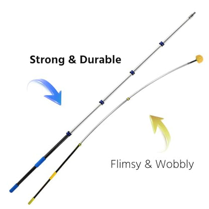 23FT High Reach Cobweb Duster with Extension Pole, Spider Web Brush with Lightweight 4-16.5 ft Telescoping Pole, Soft Bristles Webster Cobweb Duster for Outdoor Indoor Cleaning