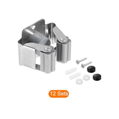 uxcell 12pcs Mop Broom Holder Wall Mount, 304 Stainless Steel Mop and Broom Holder, Wall Mounted Broom Hanger for Bathroom, Kitchen, Office, Grey - color: Grey