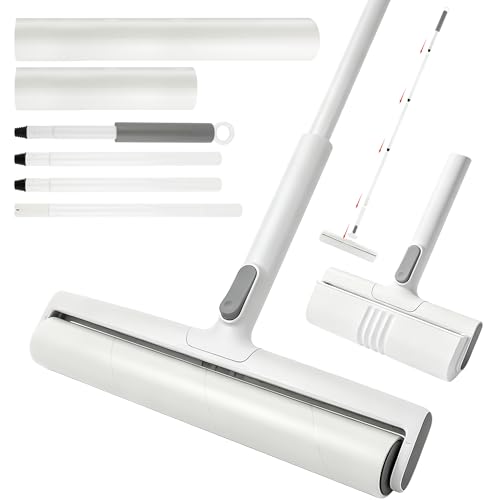 13.8" Large Lint Rollers/7.5" Small Lint Rollers for Pet Hair Extra Sticky,Large Roller with Long Handle for Cleaning Carpets, Clothing,Floors,Couch, Furniture Wall Cleaner Mop Dust Remover (White) - color: White