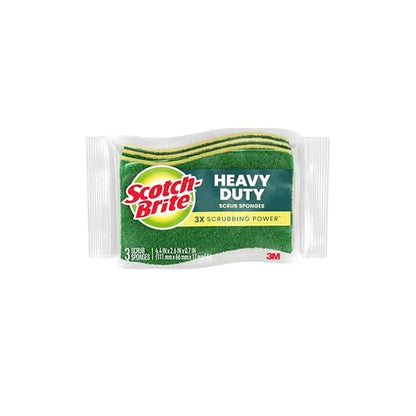 Scotch-Brite Heavy Duty Scrub Sponge, 24 Kitchen Sponges, Designed for Tough Messes in the Kitchen, Lasts 3X Longer*, Best for Cast Iron Skillets, Outdoor Grills, Flexible, Durable & Strong