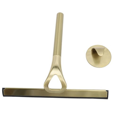 Asixxsix Glass Wiper, 304 Stainless Steel Shower Squeegee with Silicone Vane/Wing for Bathroom Windows Mirrors and Glass Surfaces (Gold) - size: Gold