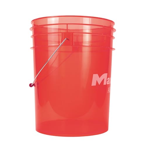 Maxshine 5 Gallon Universal Detailing Bucket (Red) – Car Wash Bucket for Scratch-Free Washing, Garage Storage & Detailing Tools – Holds Soap, Foam Cannon, Microfiber Towels & More - color: 5g Bucket (Red)