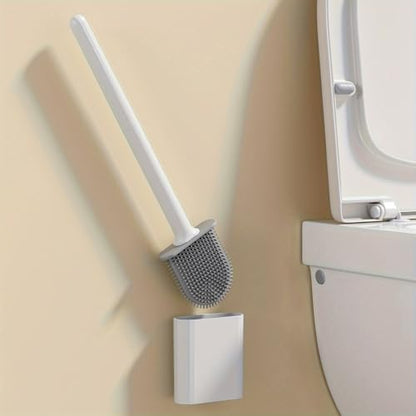 Toilet Brush Leak Proof Soft Bristle Wall Mounted, No Dead Angles Design for Bathroom Cleaning, Family Use, Black - color: Black
