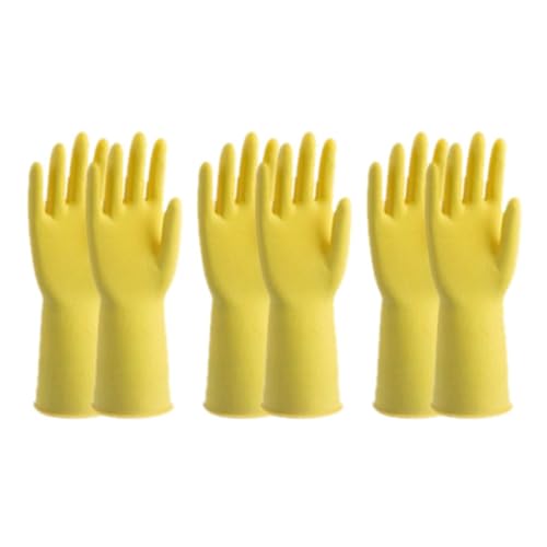 3 Pairs Rubber Gloves Cleaning, Waterproof Reusable Household Non-Slip Kitchen Gloves for Home Bathroom Kitchen