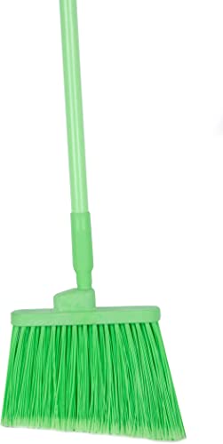 SPARTA 41082EC75 Plastic Color Coded Broom, Flagged Bristles, Long Broom With Angled Head For Large Debris, 56 Inches, Lime, (Pack of 12) - color: Lime