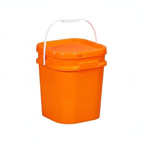 Qianly Square Bucket with Lid Versatile Use Square Bucket with Lid Fall Resistant Stackable Bin for Warehouse, Kitchen, Garage, Orange, 20L - color: Orange, size: 20L