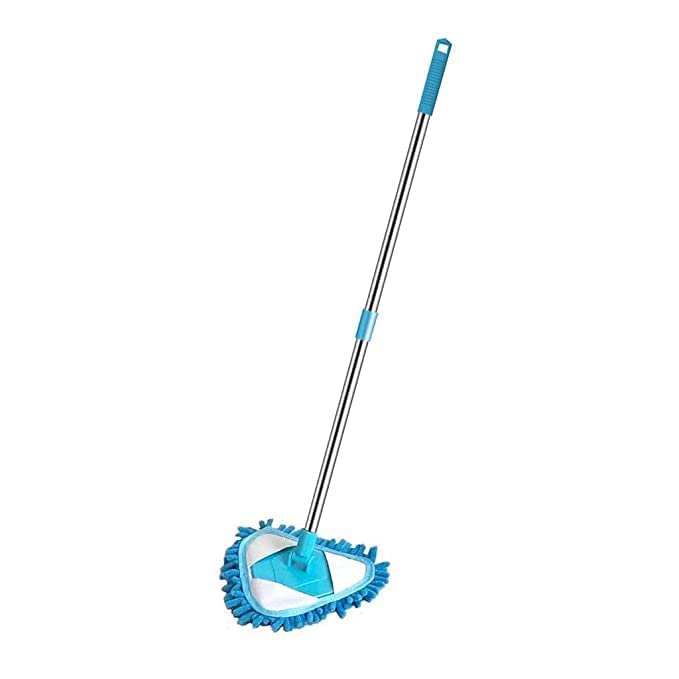 Triangle Mop with Long Handle, Microfiber Flat Floor mop Rotatable Cleaning Brush Glass Wiper Window Cleaner Floor Cleaning Car Glass Cleaning Scraper Dust Mop (Pack of 1) (Triangle Mop) - color: Triangle Mop