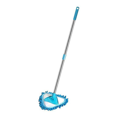 Triangle Mop with Long Handle, Microfiber Flat Floor mop Rotatable Cleaning Brush Glass Wiper Window Cleaner Floor Cleaning Car Glass Cleaning Scraper Dust Mop (Pack of 1) (Triangle Mop) - color: Triangle Mop