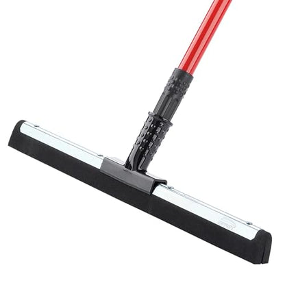 20 Inch Rubber Floor Squeegee with Red Steel Handle, Flex Blade
