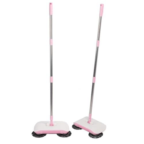 Function Manual Floor Sweeper Mop with 180 Rose Gold Finish for Hardwood Tile Marble No Electricity Needed - color: Roseate