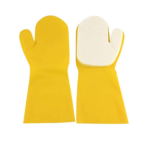 2 X Pool Cleaning Gloves for Swimming Pool Hot Tub Spa Scrubbing Mitt Waterproof Latex Gloves with Scouring Pad