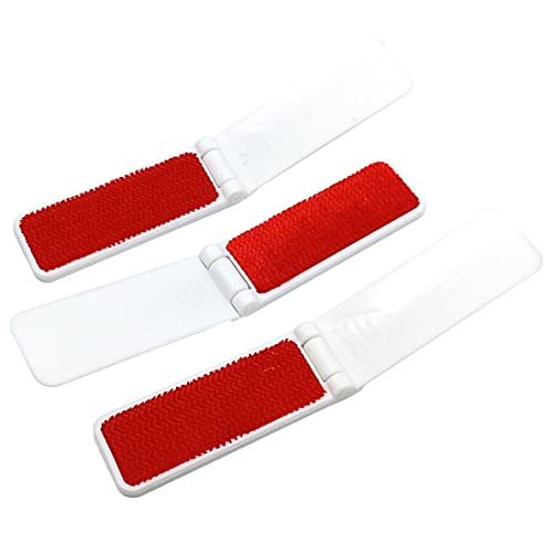 GARASANI 3 Pack Portable and Foldable Plastic Fold Clothing Dust Brush Pet Hair Remover Manual Sofa Bed Dry Cleaning Fabric Fluff Lint Cleaning Tool (White) - color: White