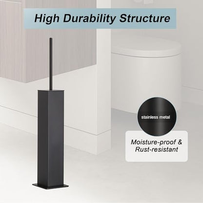 Black Toilet Brush and Holder,Toilet Bowl Brush with Extra Long Handle - color: Matte Black